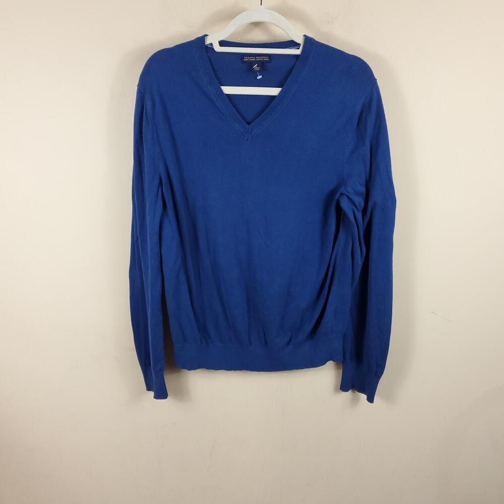 Banana Republic Cobalt Blue Luxury Blend V-neck Sweater Size L